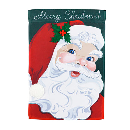 Vintage Santa Applique Garden Flag; Polyester 12.5"x18"
