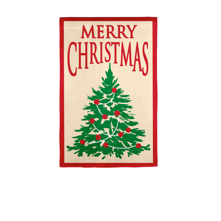 Decorated Christmas Tree" Applique Garden Flag; Polyester 12.5"x18"