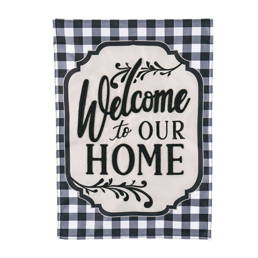 Classic Welcome Applique Garden Flag; Polyester 12.5"x18"