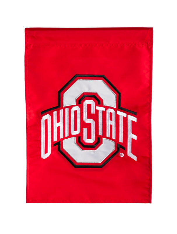 Ohio State University Buckeyes Double Sided Applique Garden Flag; Polyester