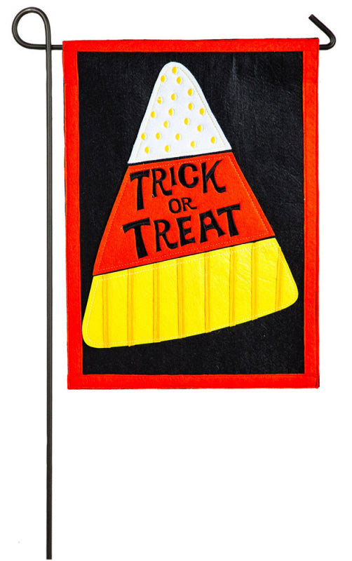 "Trick or Treat Halloween" Applique Seasonal Garden Flag; Polyester Felt
