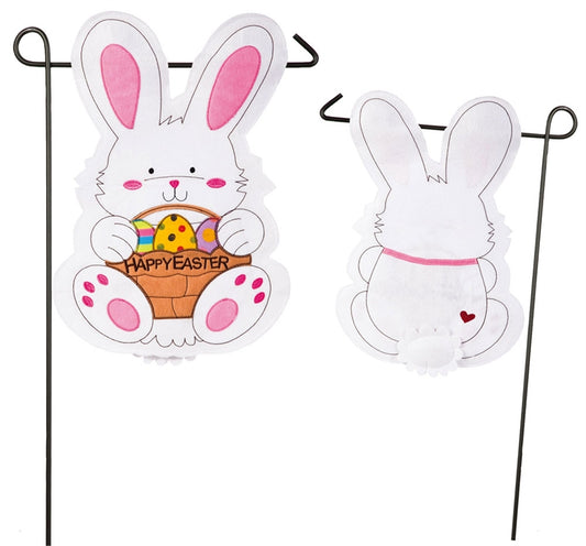 Easter Bunny Felt Seasonal Garden Flag; Polyester