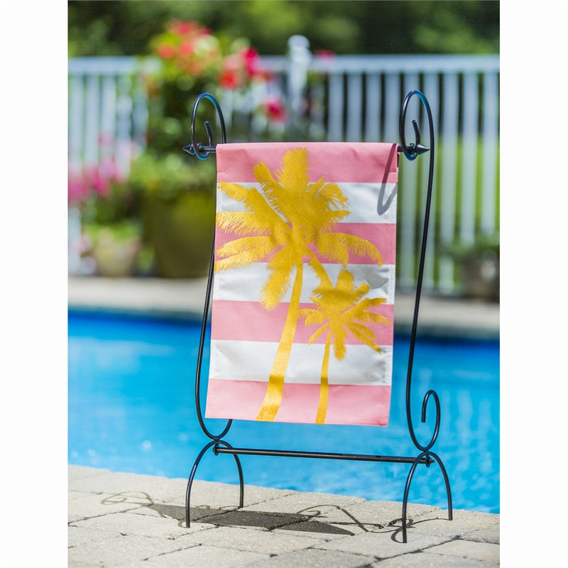 Black Metal Estate Scroll Garden Flag Stand