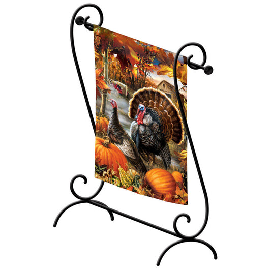 Black Metal Estate Scroll Garden Flag Stand