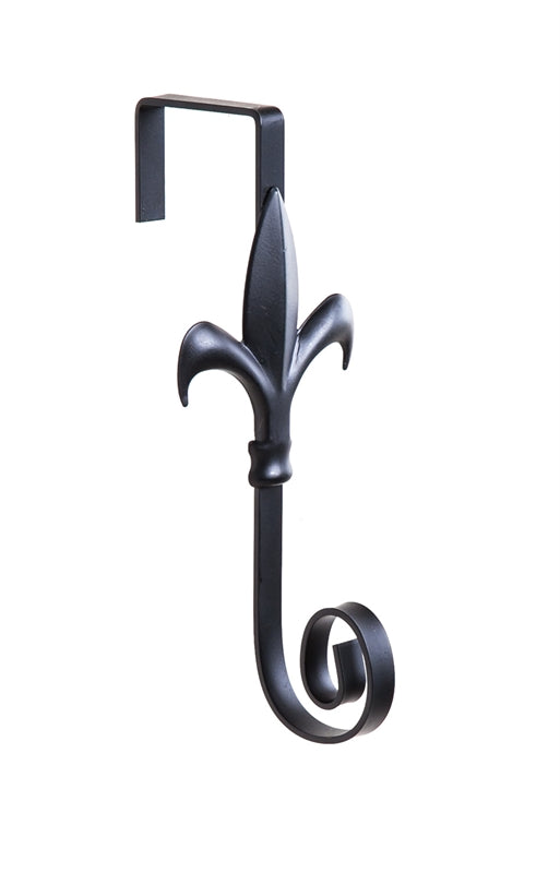 Black Painted Fleur de Lis Metal Door Decor Holder - 8"Tx4"W