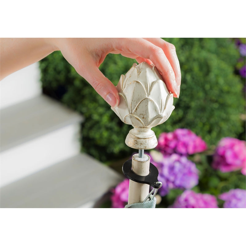 Artichoke Interchangeable Finial for Flagpoles - Brushed Ivory Metal
