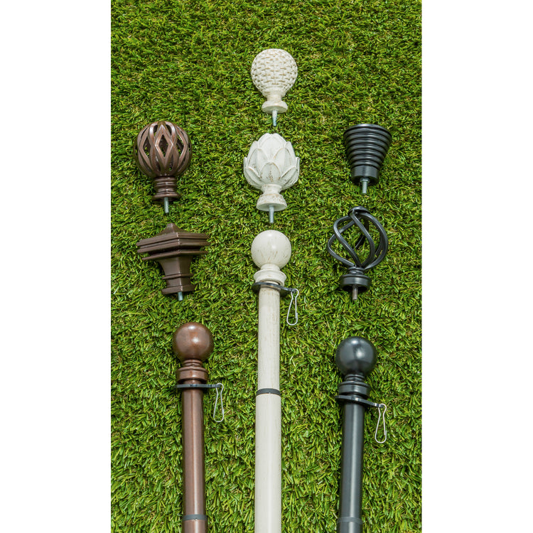 Basketweave Interchangeable Metal Finial for Flagpoles - Brushed Ivory