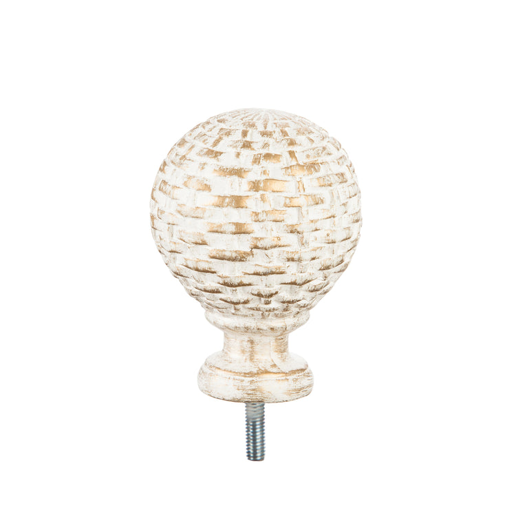 Basketweave Interchangeable Metal Finial for Flagpoles - Brushed Ivory