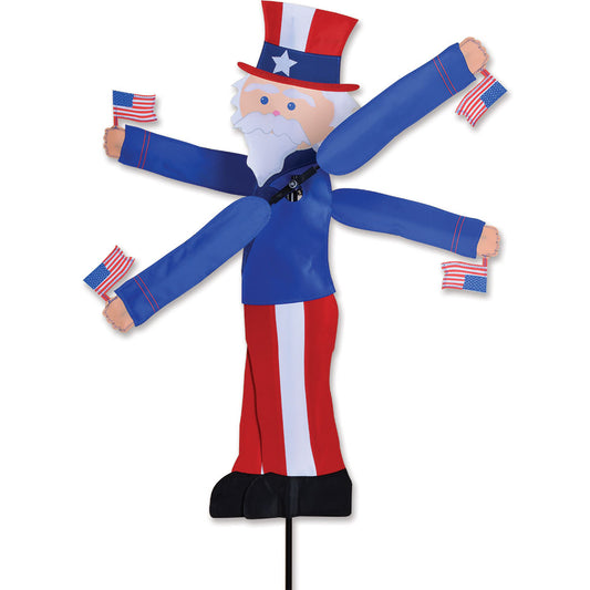 Uncle Sam Whirligig Spinner; Nylon 9"x28.5", diameter 24"