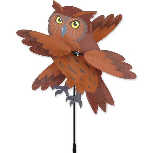 Brown Owl Whirligig Spinner; Nylon 12"x18", diameter 19.5"