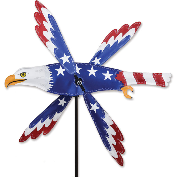 Patriotic Eagle Whirligig Spinner; Nylon 18"x3.25", diameter 19.25"