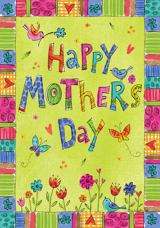 "Mothers Day Flowers" Printed Seasonal House Flag; Polyester