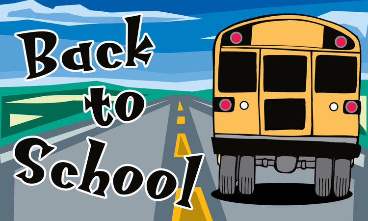 2x3 Back to School Bus Seasonal Flag; Nylon H&G