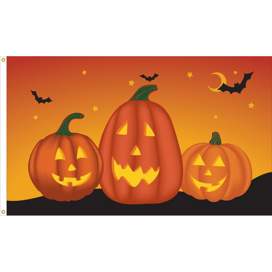 3x5 Happy Halloween Jacks Seasonal Flag; Nylon H&G