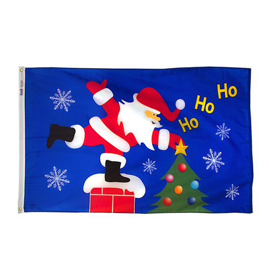 3x5 Santa on the Roof Seasonal Flag; Nylon H&G