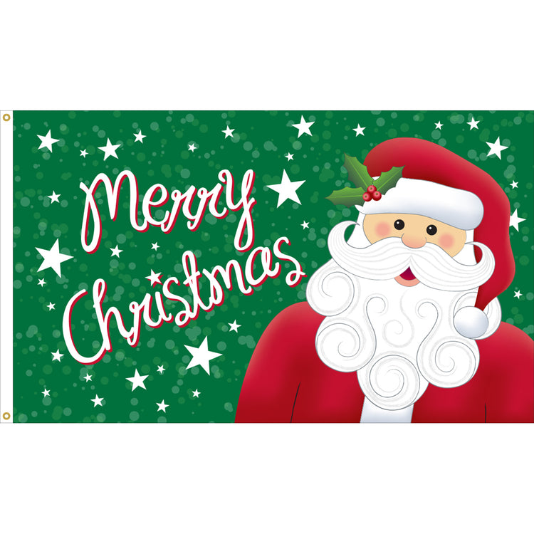 3x5 Merry Christmas Santa Seasonal Flag; Nylon H&G