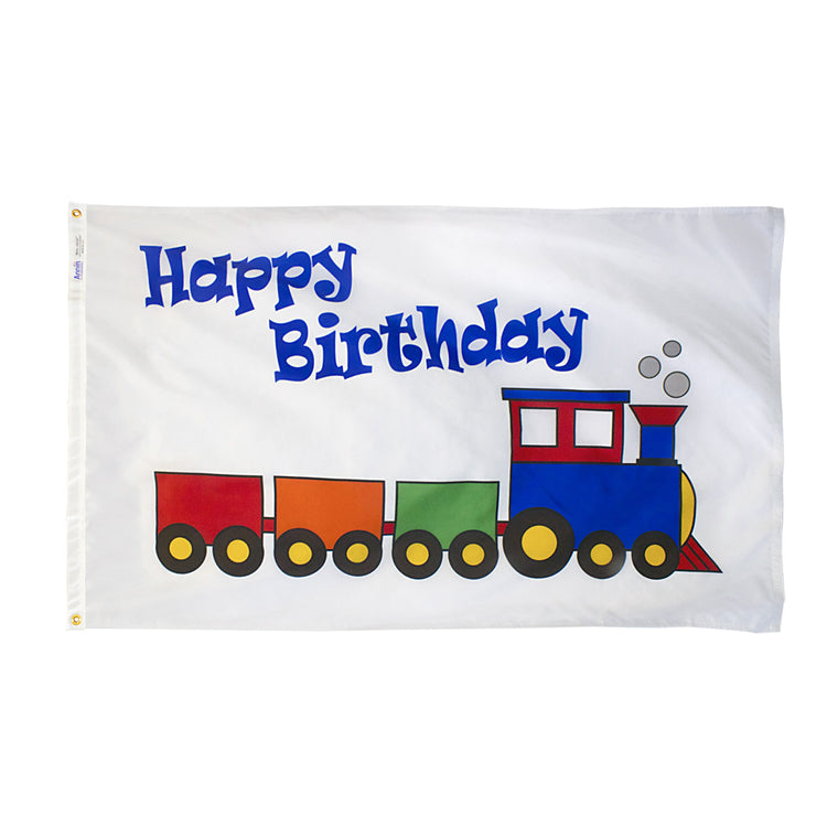 3x5 Happy Birthday Train Flag; Nylon H&G