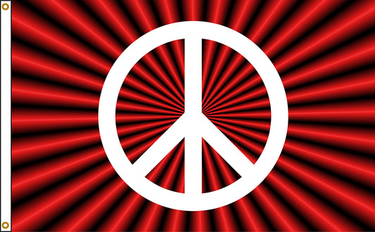 3x5 Red Peace Sign Flag; Nylon H&G