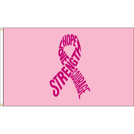 2x3 Pink Ribbon Breast Cancer Awareness Flag; Nylon H&G
