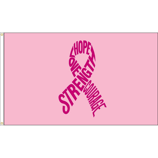 3x5 Pink Ribbon Breast Cancer Awareness Flag; Nylon H&G