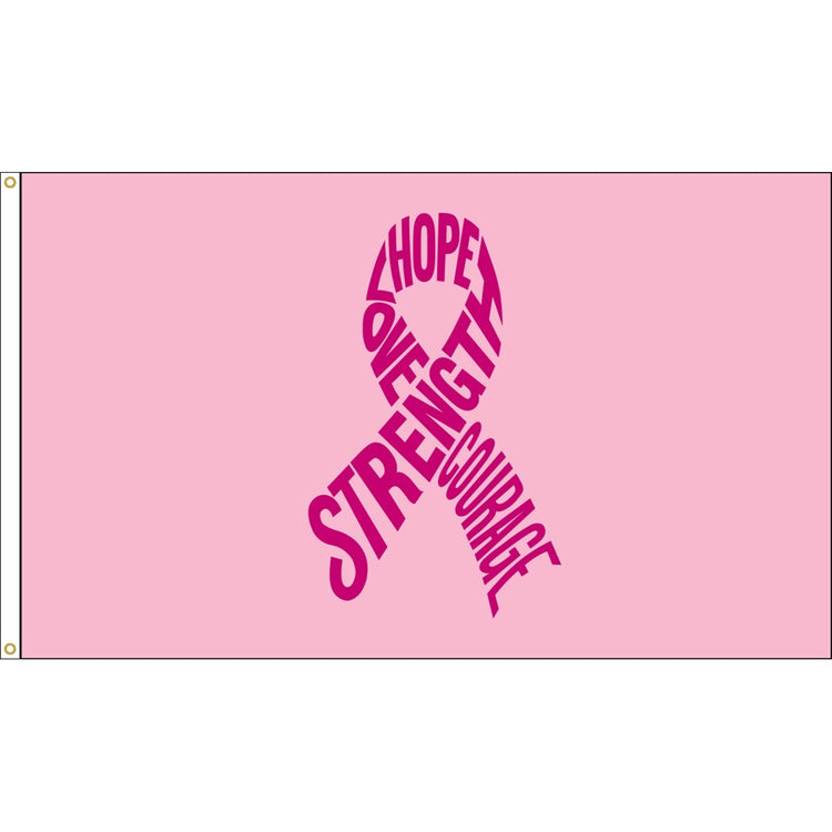 3x5 Pink Ribbon Breast Cancer Awareness Flag; Nylon H&G