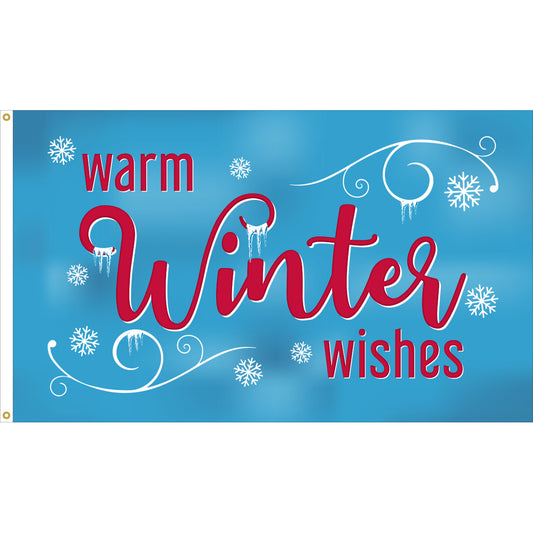 3x5 Warm Winter Wishes Seasonal Flag; Nylon H&G