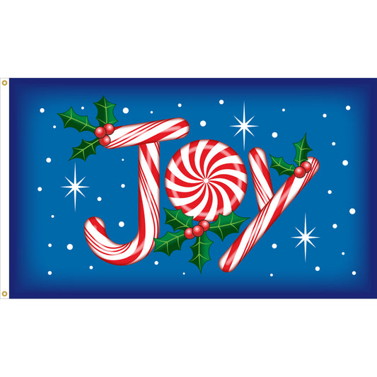 3x5 Candy Cane Joy Seasonal Flag; Nylon H&G