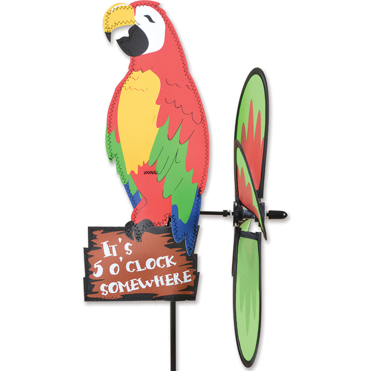 Its 5 OClock Somewhere Party Time Macaw Petite Spinner; Polyester 9"x15.5"x12.5"OD