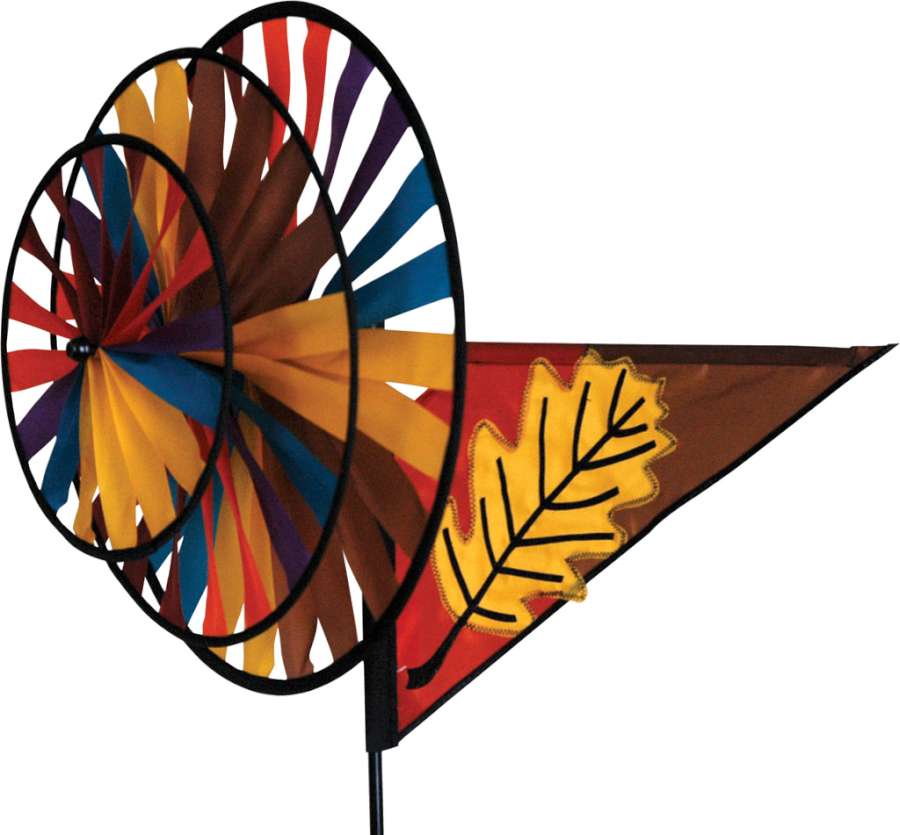 Fall Leaf Triple Spinner; Polyester 33"x27"x10.5"/14.5"/17"OD