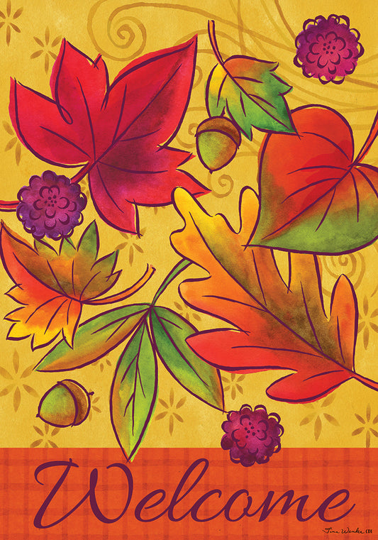 Falling Leaves Printed House Flag; Polyester 28"x40"