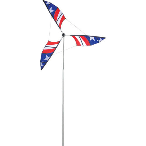 Patriotic Wind Generator to include Aluminum Mast & Ground Stake; 10.5T Pole with 6.5OD Wind Generator