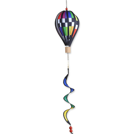 Checkered Rainbow Hot Air Balloon; 6.5"x12" & 20" Twister Tail