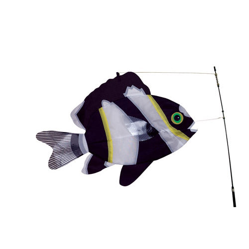 Black & White Swimming Fish to include fiberglass hardware & pole; Nylon 21"x14"