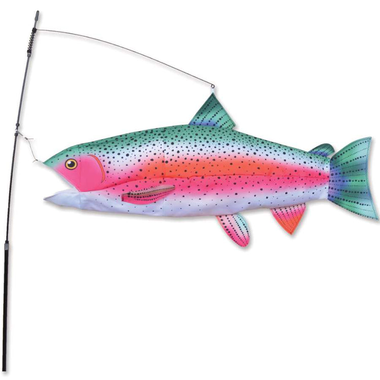 Rainbow Trout Swimming Fish to include fiberglass hardware & pole; Nylon 30"x14.5"