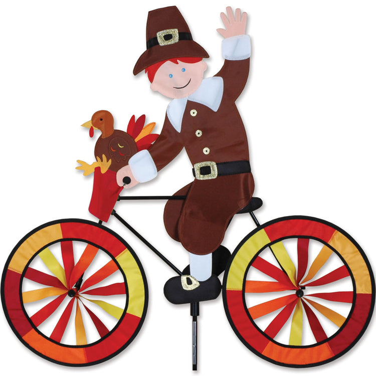 Thanksgiving Pilgrim Seasonal Bicycle Spinner; Nylon 30"x30"x12.25"OD