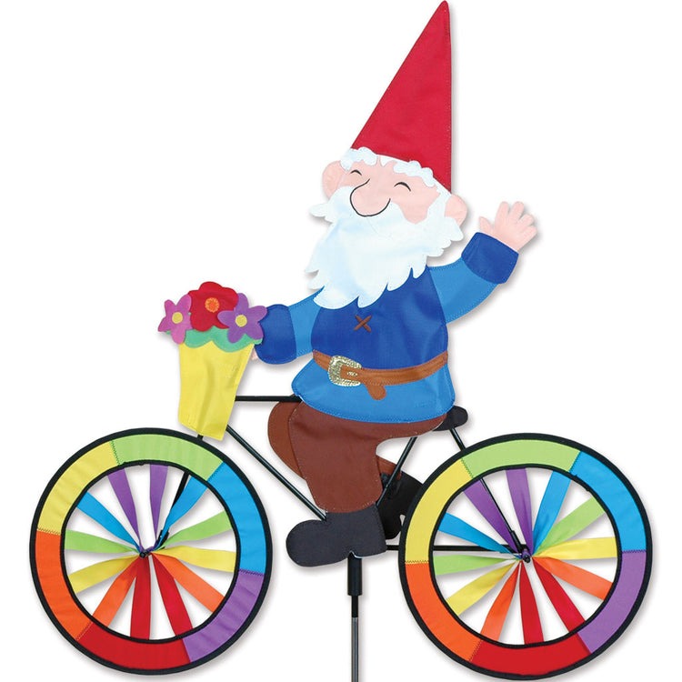 Garden Gnome Seasonal Bicycle Spinner; Nylon 30"x33.5"x12.25"OD