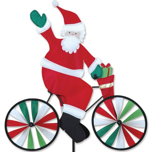Santa Claus Seasonal Bicycle Spinner; Polyester 20"x20.5"x7"OD