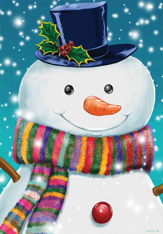 Striped Winter Snowman House Flag