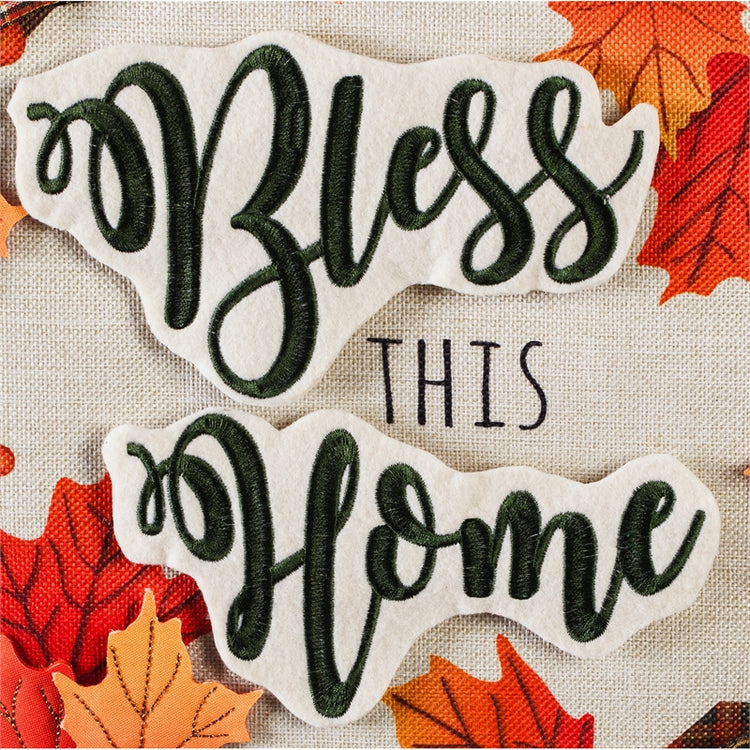 Bless this Home Fall Wreath Door Hanger; Burlap 19"Lx17"W
