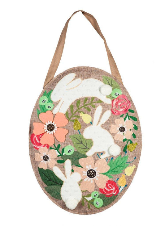 Spring Bunnies Burlap Door Decor Hanger