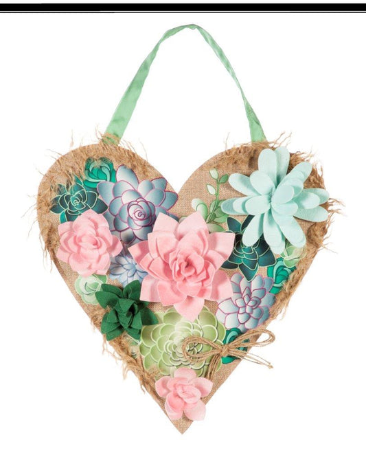 Succulents Heart Door Decor Hanger