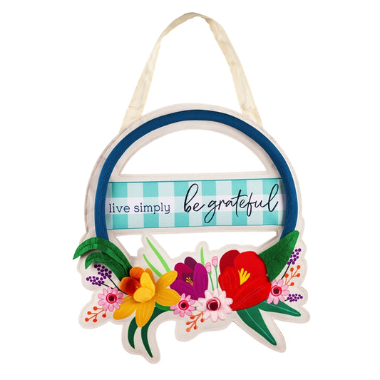 Live Simply Spring Plaid Door Hanger