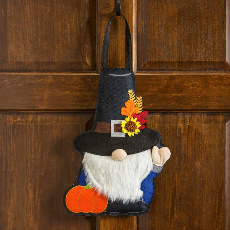 "Pilgrim Gnome" Door Hanger; Burlap 16.75"Lx12"W