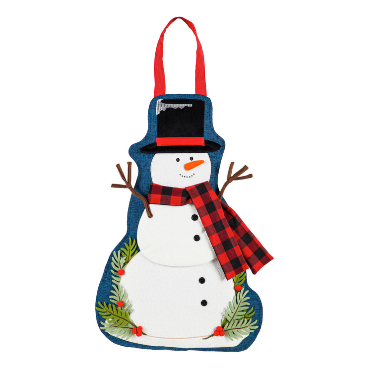 "Winter Snowman" Door Hanger; Burlap 23.5"Lx15"W