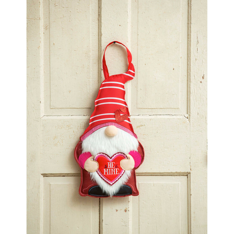 Valentine Gnome Door Hanger; Burlap 20"Lx10.5"W