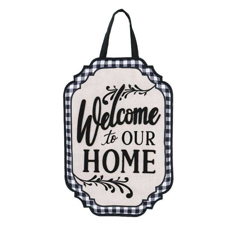 Classic Welcome Home Door Hanger; Burlap 18"Lx12.5"W
