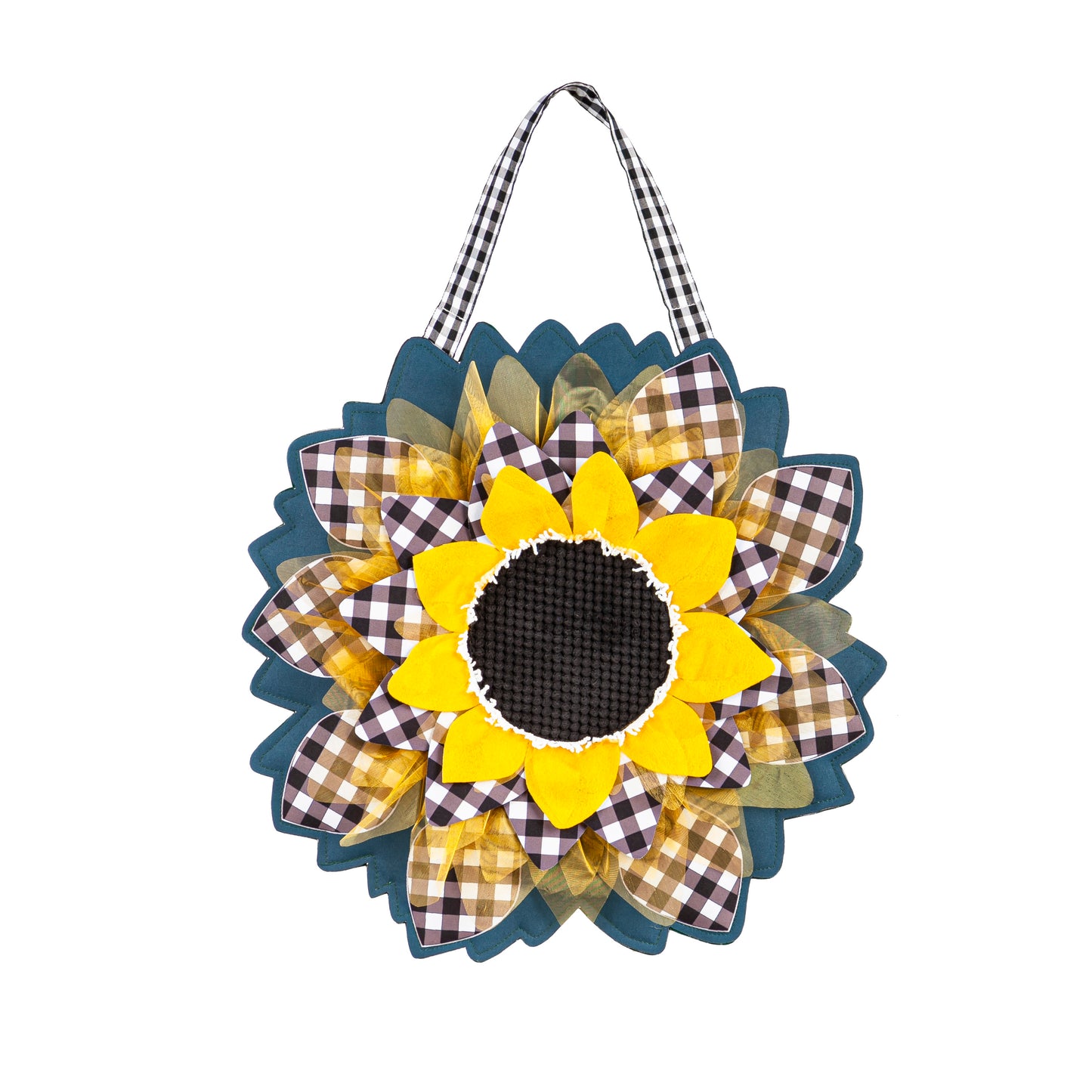 Sunflower with Checks Door Hanger