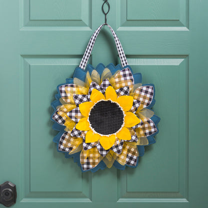 Sunflower with Checks Door Hanger
