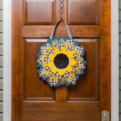Sunflower with Checks Door Hanger