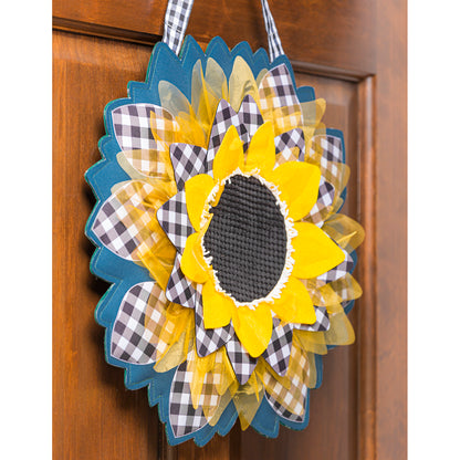 Sunflower with Checks Door Hanger